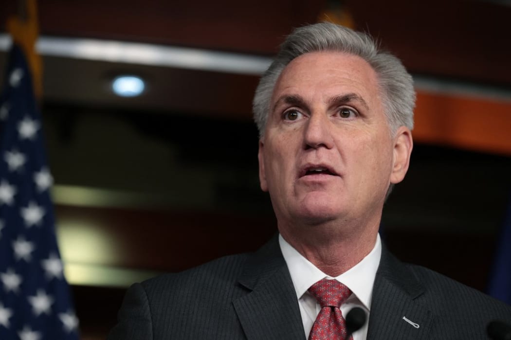 WASHINGTON, DC - NOVEMBER 18: House Minority Leader Kevin McCarthy (R-CA) talks to reporters during his weekly news conference in the U.S. Capitol Visitors Center on November 18, 2021 in Washington, DC.