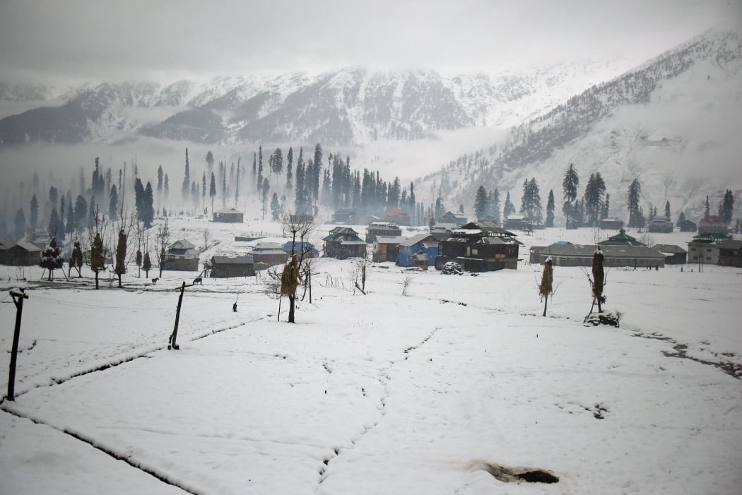 A general view of snow-covered Neelum Valley in Pakistan-held Kashmir.