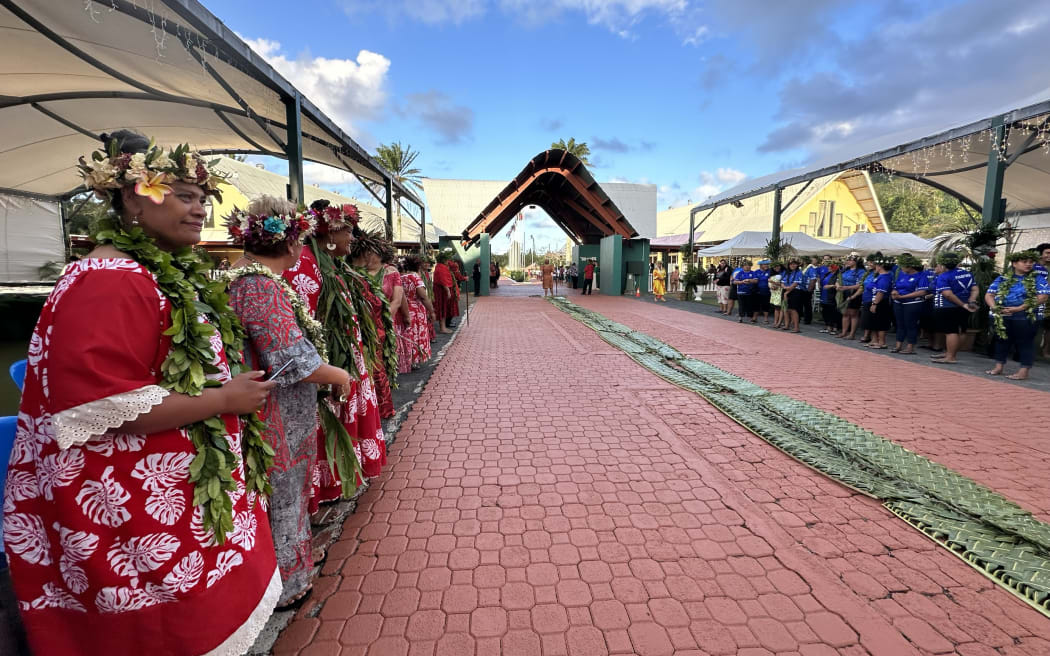 The green carpet made of woven coconut leaves was rolled out for Pacific leaders at the opening ceremony of the 52nd Pacific Islands Forum Leaders Meeting in Rarotonga.  6 November 2023.