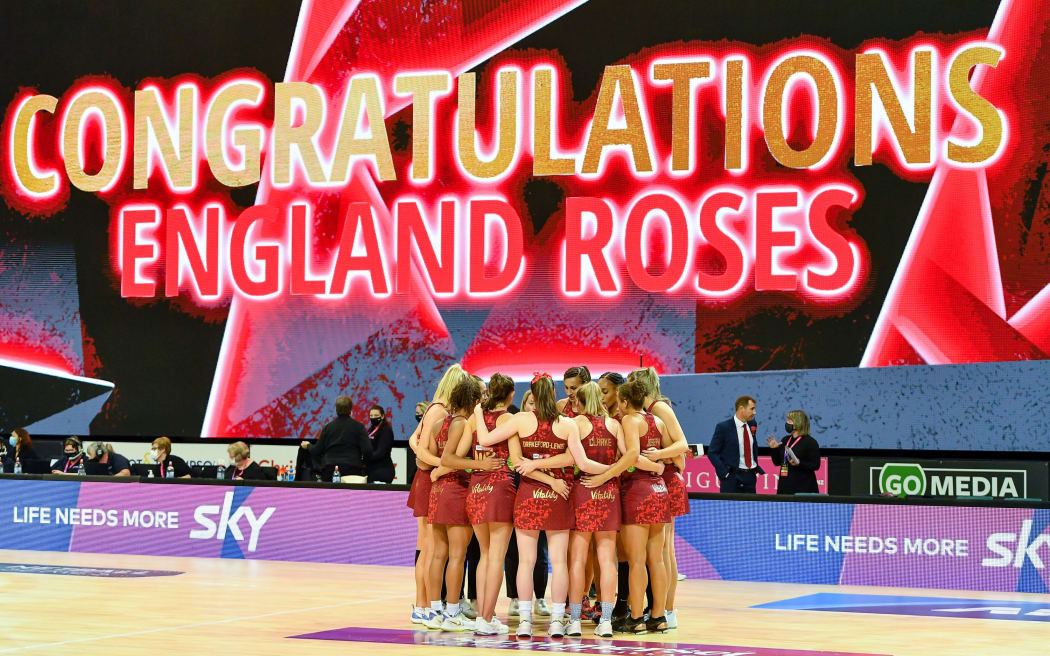 England win second Cadbury Netball Series/Taini Jamison Trophy game against Silver Ferns 2021.
