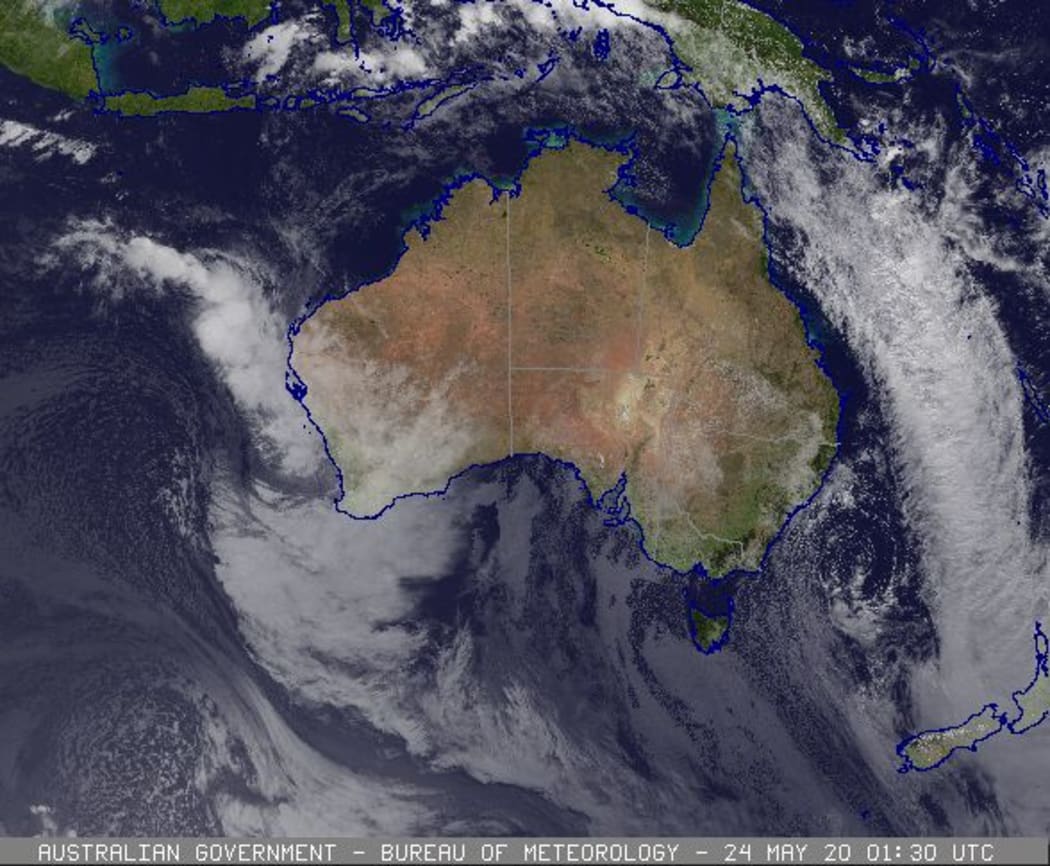 A satellite image during a massive storm in Western Australia.