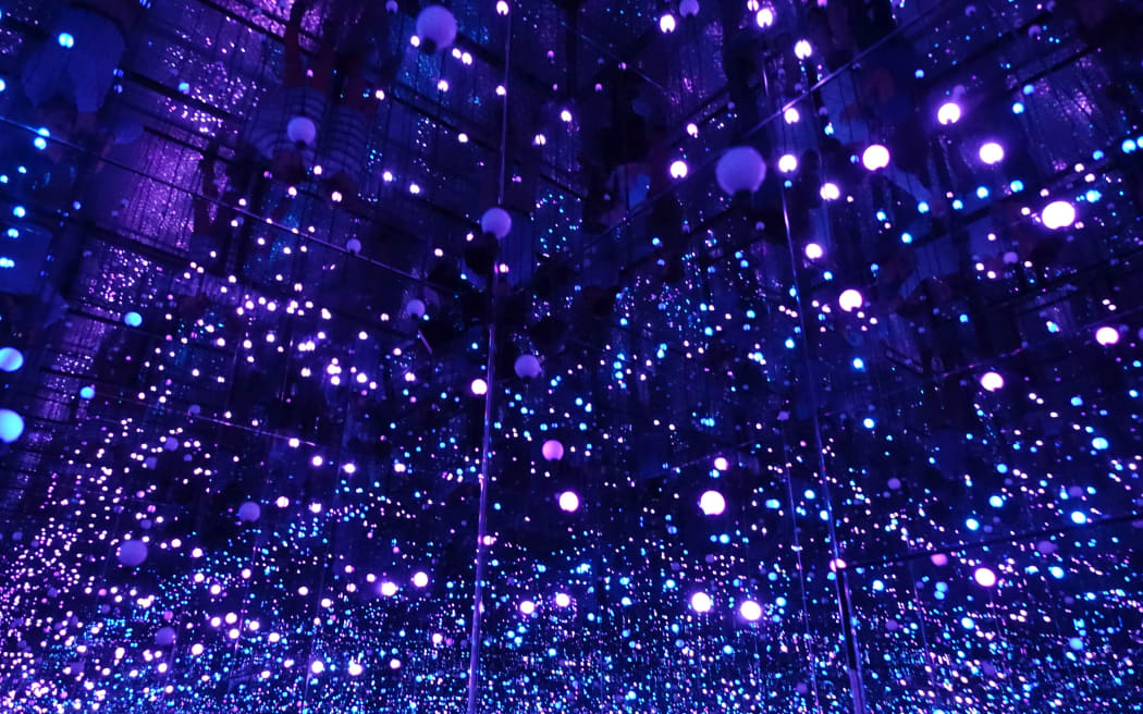 Mirrors and colour-changing lights in the infinity room.