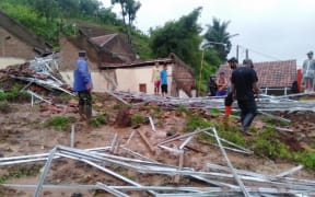 Damage from a landslide in Cihanjuang Village, West Java, Indonesia.