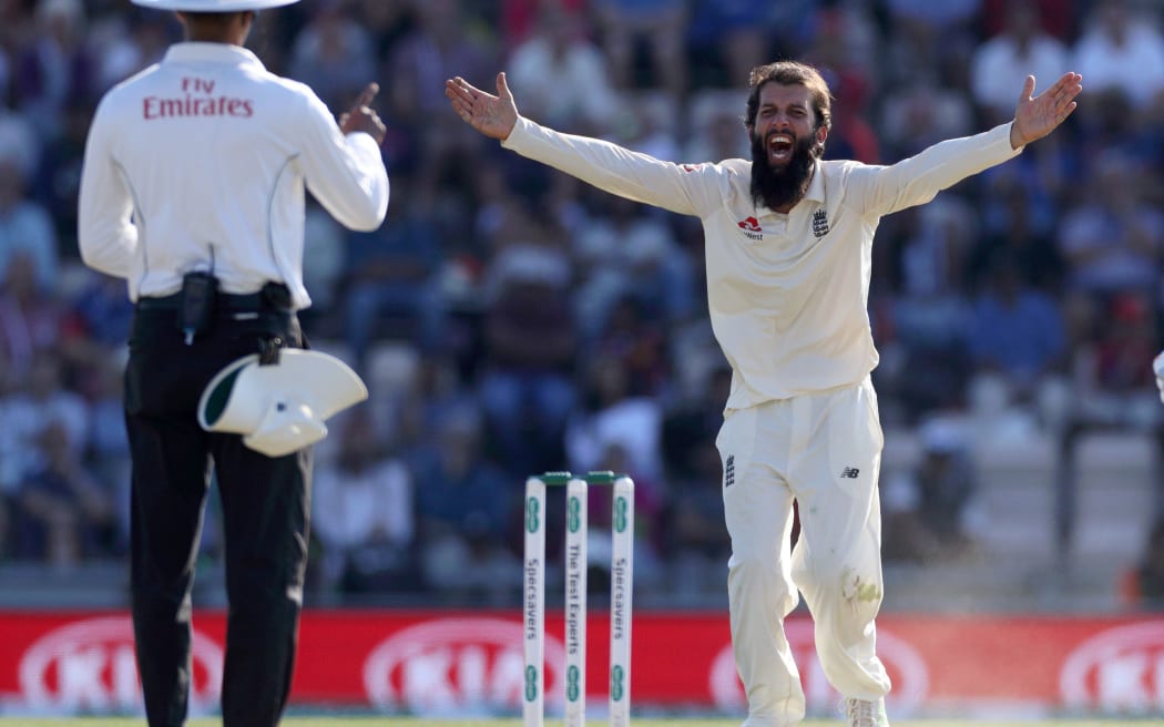 Bowler Moeen Ali appeals lbw for 51 during the 4th Test Match between England and India