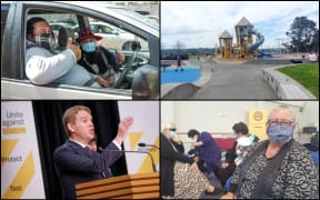 Clockwise, from top left: Close to 6000 people have been vaccinated at an event for Pasifika; Aucklanders enjoyed some new freedoms; The Māori Women's Welfare League helps with the vaccination drive in Taranaki; Covid-19 Response Minister Chris Hipkins at today's press conference