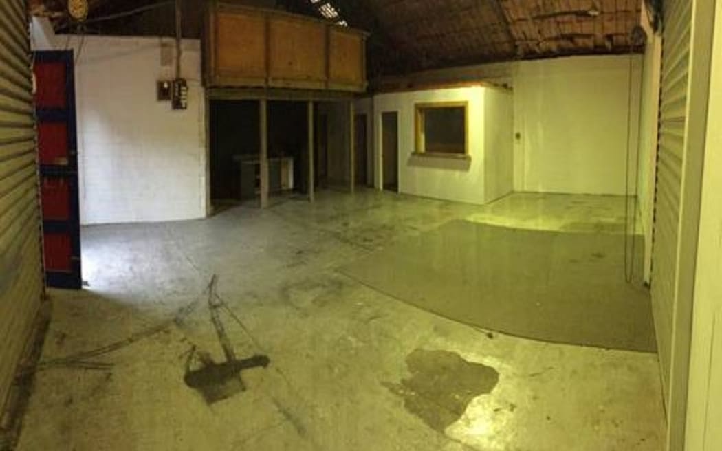 The gang headquarters after it was abandoned.