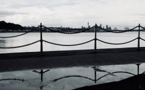 Rain clearing at a cloudy Mission Bay, Auckland, 30 May 2022.