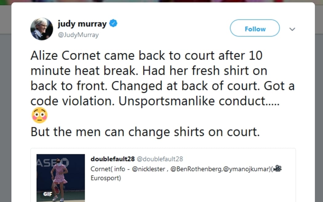 Judy Murray took to twitter to question tennis officials.