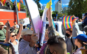 Opposing views in confrontation at the Posie Parker rally.