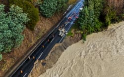 Crews are actively working on repairs to State Highway 1 leading to Kaikōura that was badly damaged in a severe weather event this week. Pic taken 9 July 2026.