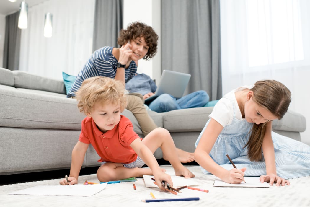 working from home with children
