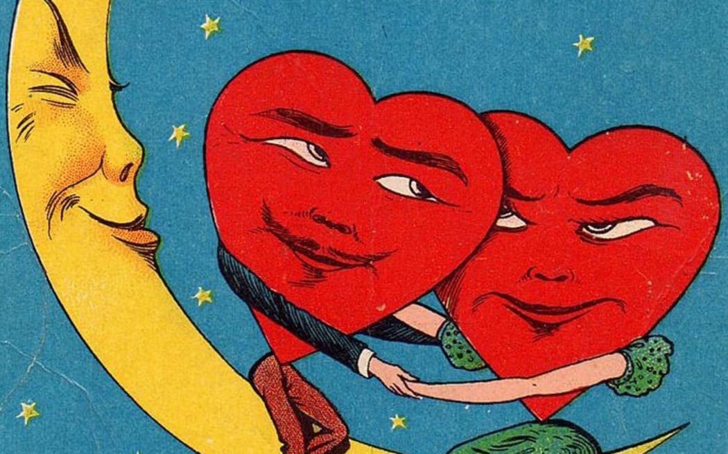 hearts on the moon - 1907 illustration