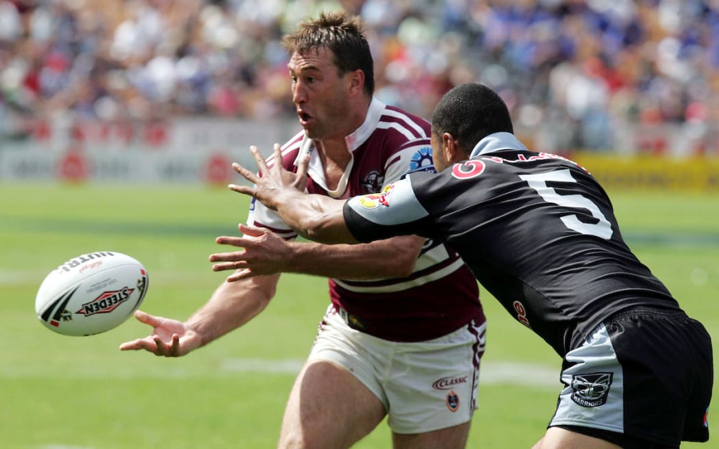 Terry Hill during the NRL Rugby League match between the New Zealand Warriors and the Manly Sea Eagles at Ericsson Stadium, Auckland, New Zealand on Sunday 13th March, 2005. EDITORIAL USE ONLY: Photo: Hannah Johnston/Photosport



117958