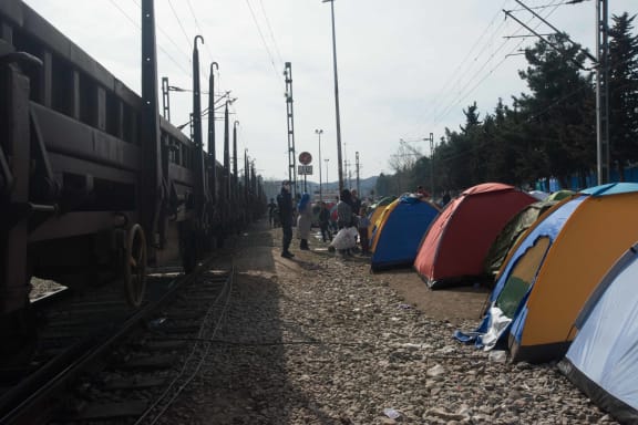 Daily life at a makeshift camp near the Greek village of Idomeni by the Greek-Macedonian border.