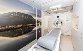 Inside the mobile PET-CT scanner.