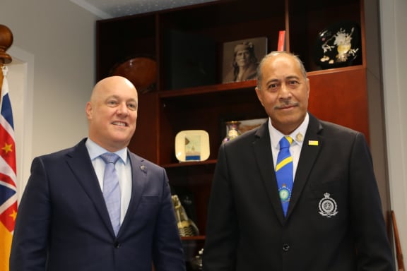 Christopher Luxon and Niuean Prime Minister Dalton Tagelagi