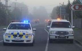 SH1 was closed at Winchester as emergency services dealt with the crash and fire.