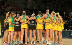 New Zealand Silver Ferns and Australia at Hisense Arena Melbourne Australia.  Copyright Photo. Brendon Ratnayake / www.photosport.nz