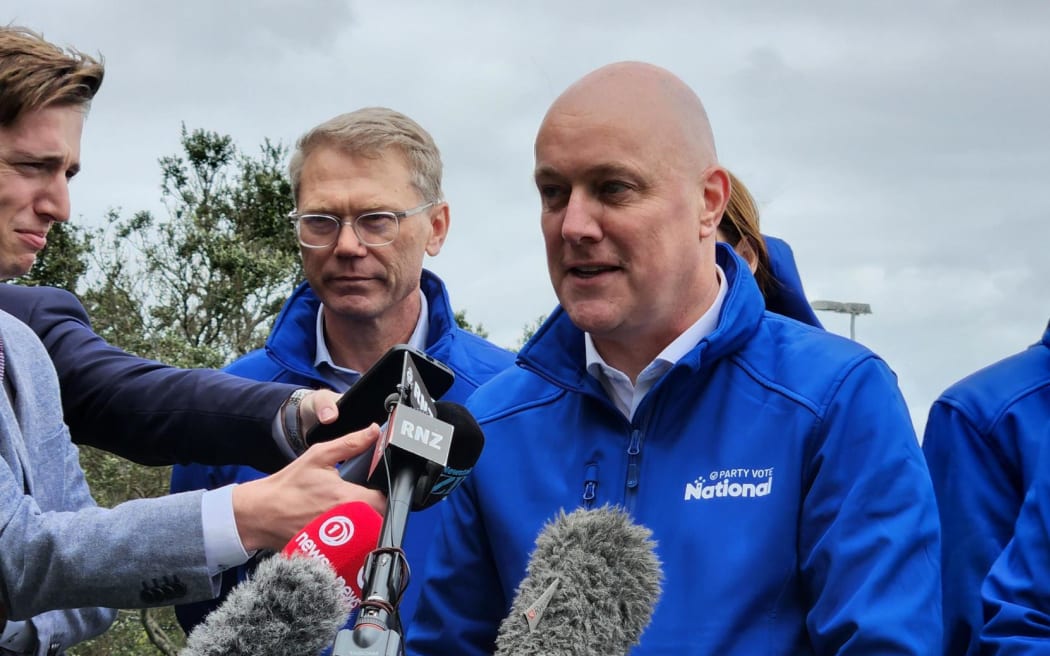 National Party leader Christopher Luxon announcing a frontline police policy on 27 September, 2023.