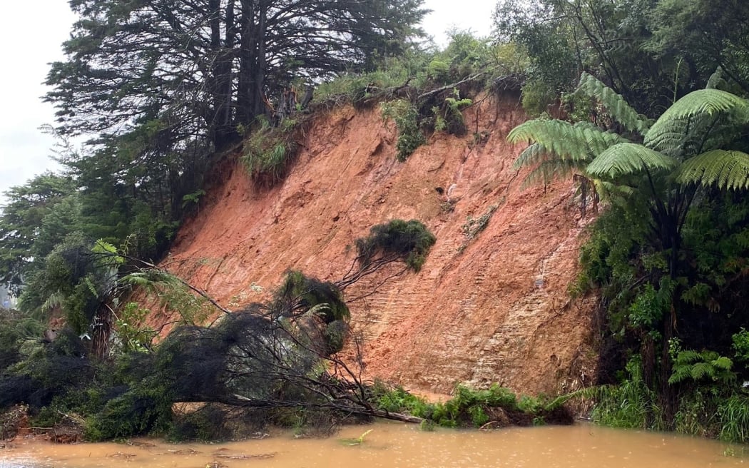 Flooding and slips in Puhoi closed State Highway 1 in both directions.