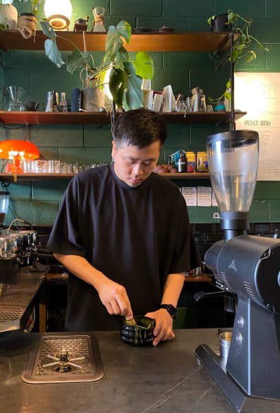 King Tee, the barista at Blackdrop Eatery in Newmarket, Auckland.