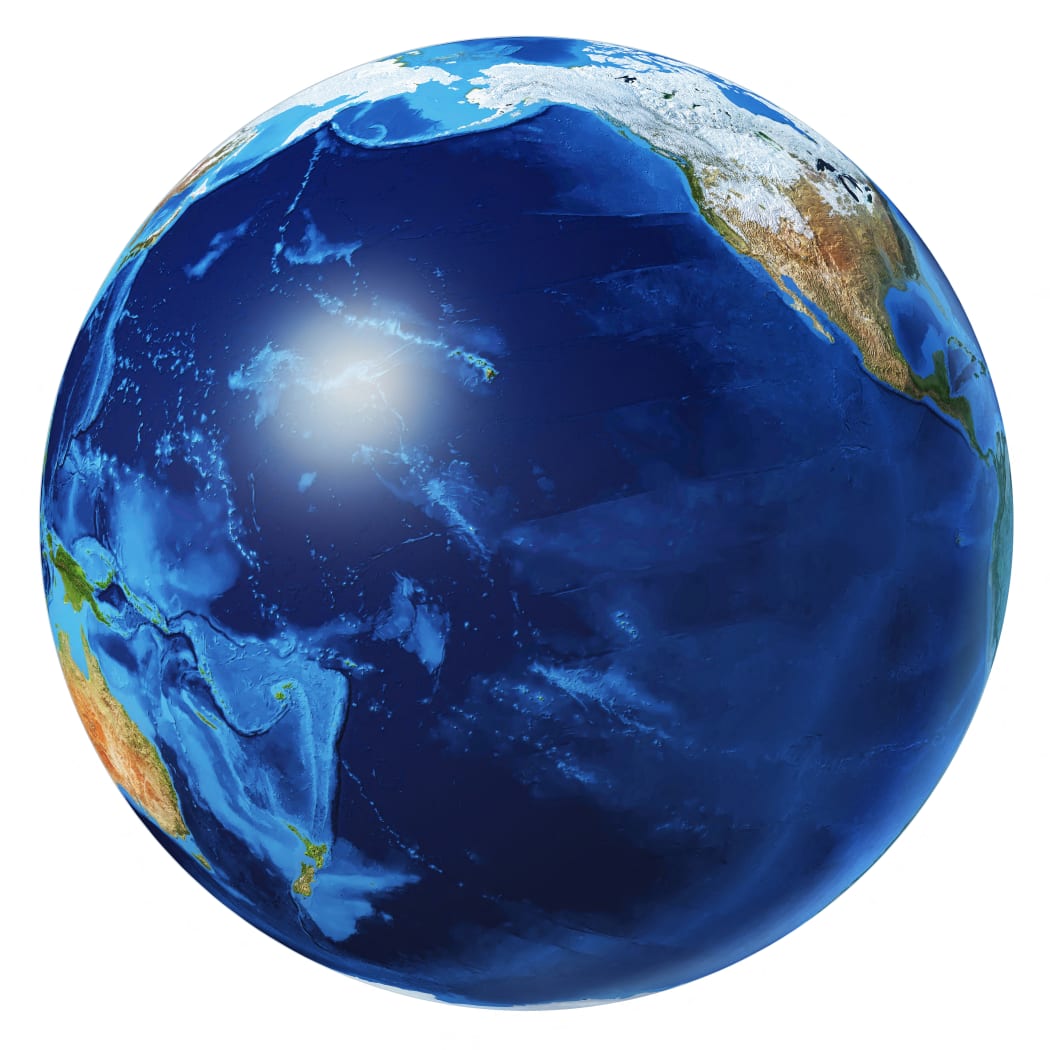 Earth globe, photorealistic 3d illustration on white background. Pacific Ocean view. Without clouds. (Original maps provided by NASA). (Photo by NASA/LEONELLO CALVETTI/SCIENCE P / LCL / Science Photo Library via AFP)