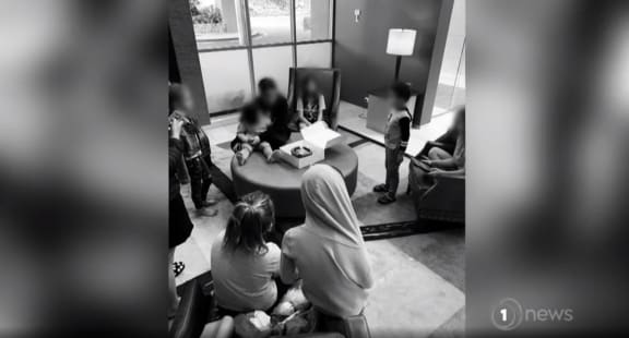 A children's birthday party underway at a managed isolation facility in Auckland. Photo: One News