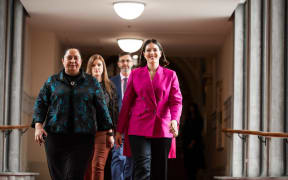 ACT party politicians arrive to the government signing ceremony on 24 November, 2023.