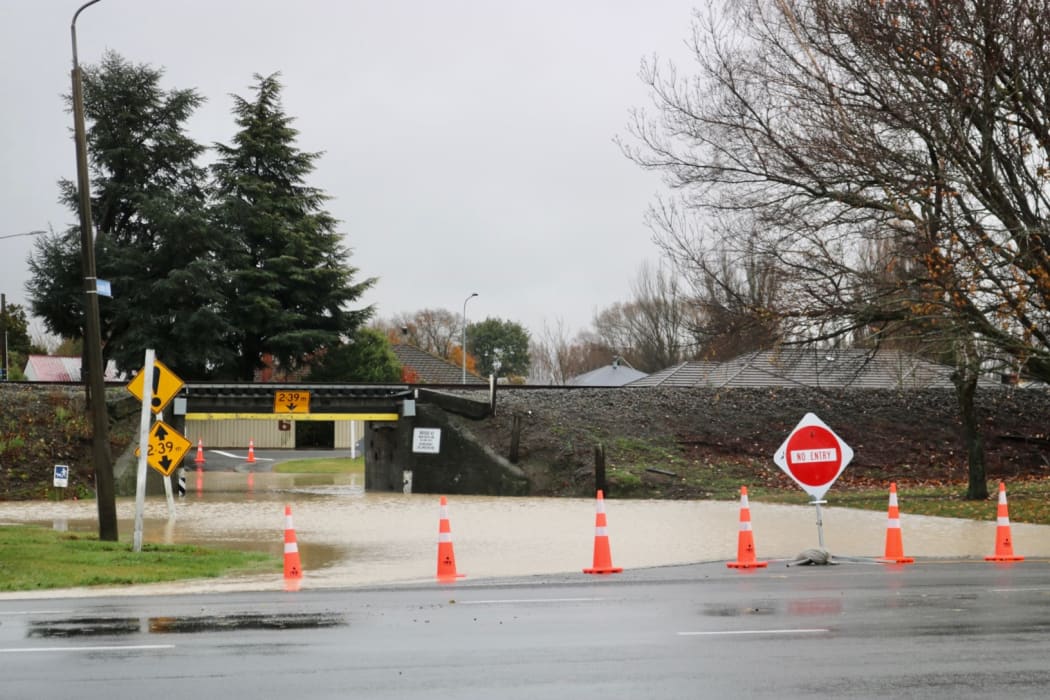 Flooding near the Ashburton River on Monday