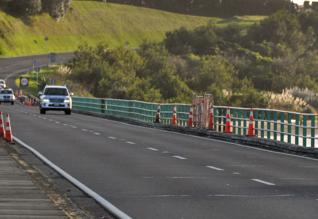 The crash site on Maungatapu Bridge.