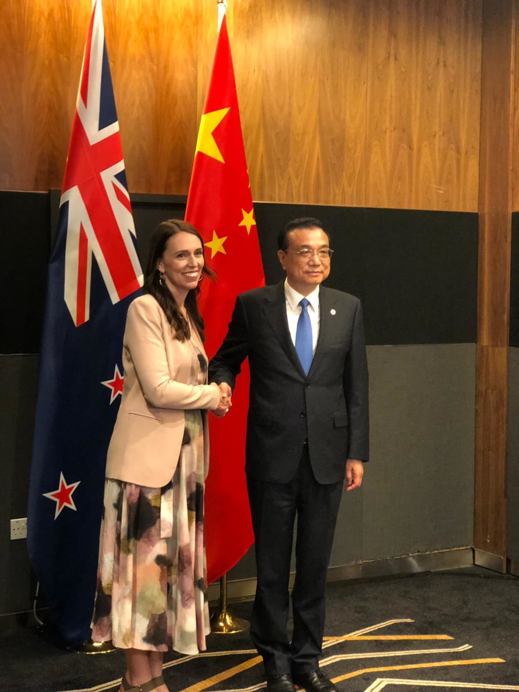 Prime Minister Jacinda Ardern meets China's Premier Li Keqiang at East Asia Summit.