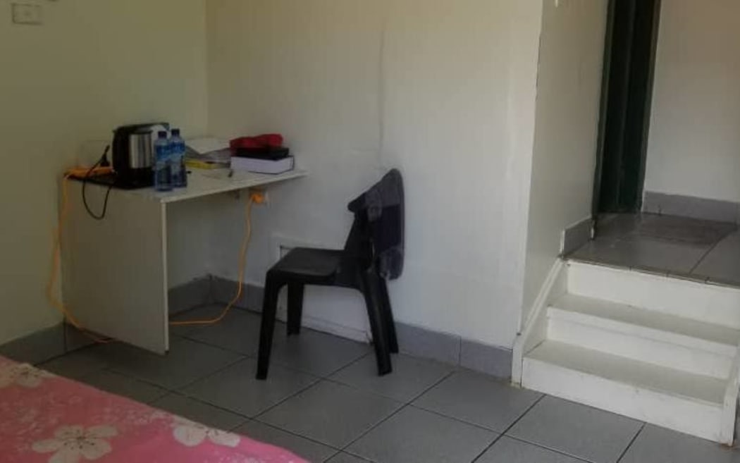 A refugee's room in Port Moresby's Granville Hotel.