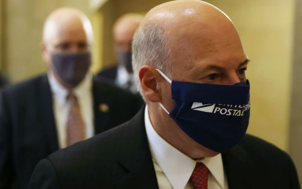 WASHINGTON, DC - AUGUST 05: U.S. Postmaster General Louis Dejoy arrives at a meeting at the office of Speaker of the House Rep. Nancy Pelosi (D-CA) at the U.S. Capitol August 5, 2020 in Washington, DC.
