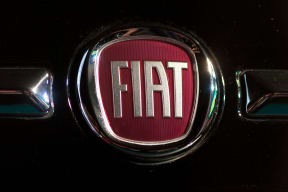 A Fiat logo on a Gucci Fiat 500 car in Beijing.