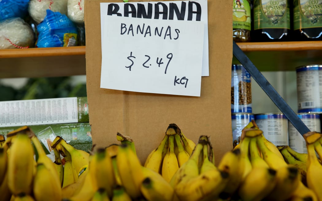 Bananas in a fruit and vegetable store called Farmville in Grey Lynn, Auckland.