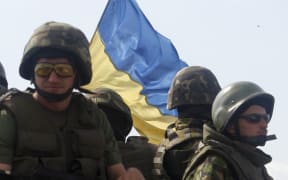 Ukrainian soldiers in Donetsk.