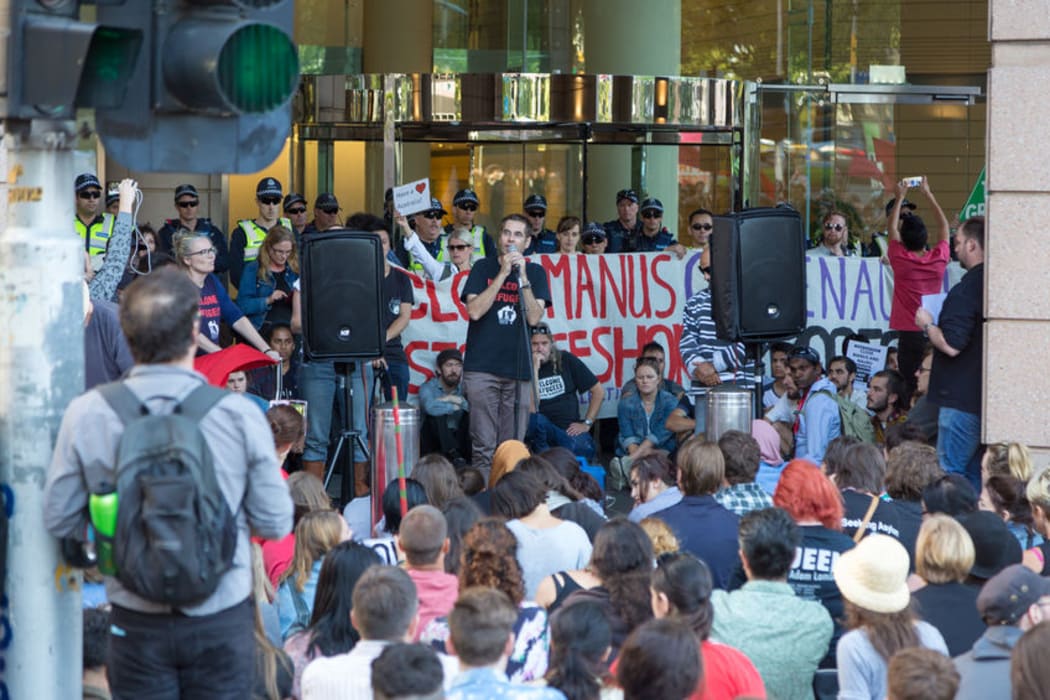 Refugee activists along with the Socialist Alliance and University Students, protest in Melbourne against sending children back from onshore camps to Nauru offshore centres.