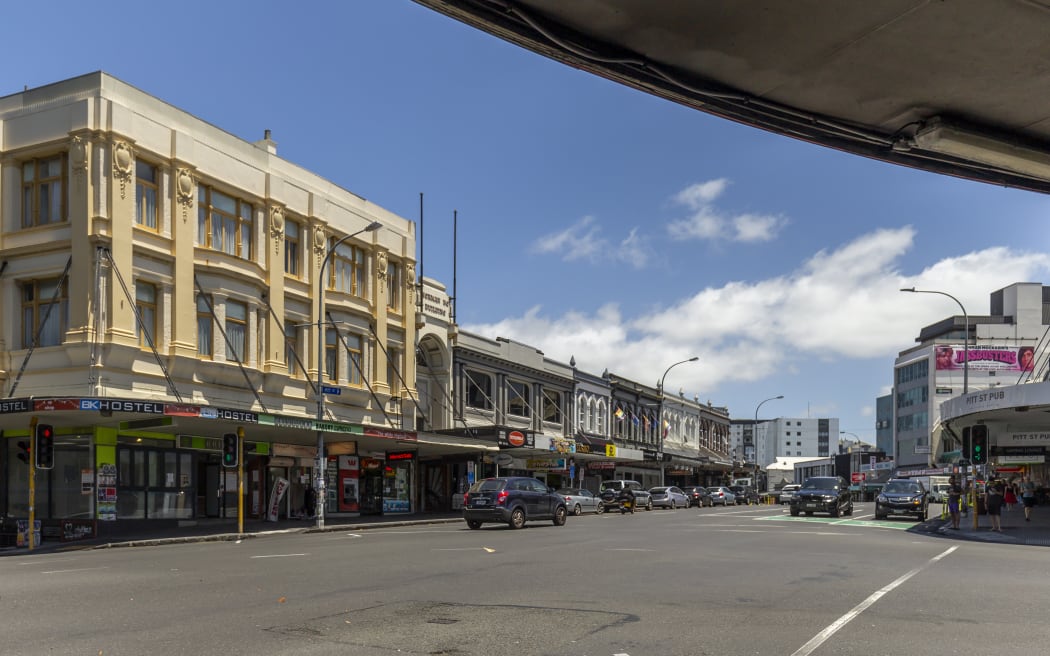 Auckland, New Zealand -January 04, 2019: People at Karangahape (K) Road on a sunny day over Auckland, New Zealand.