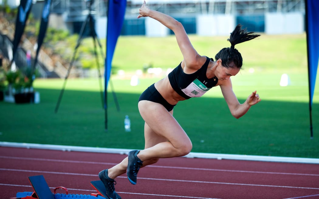 Portia Bing, in the Women's 400m Hurdles, during the Sir Graeme Douglas International, Auckland 2020.