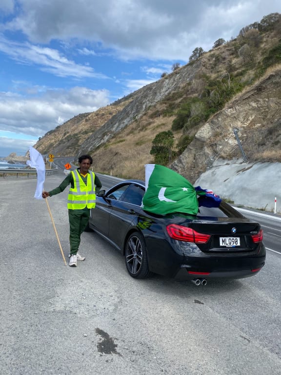 Kasrat Rai on his peace walk from Wellington to Christchurch.