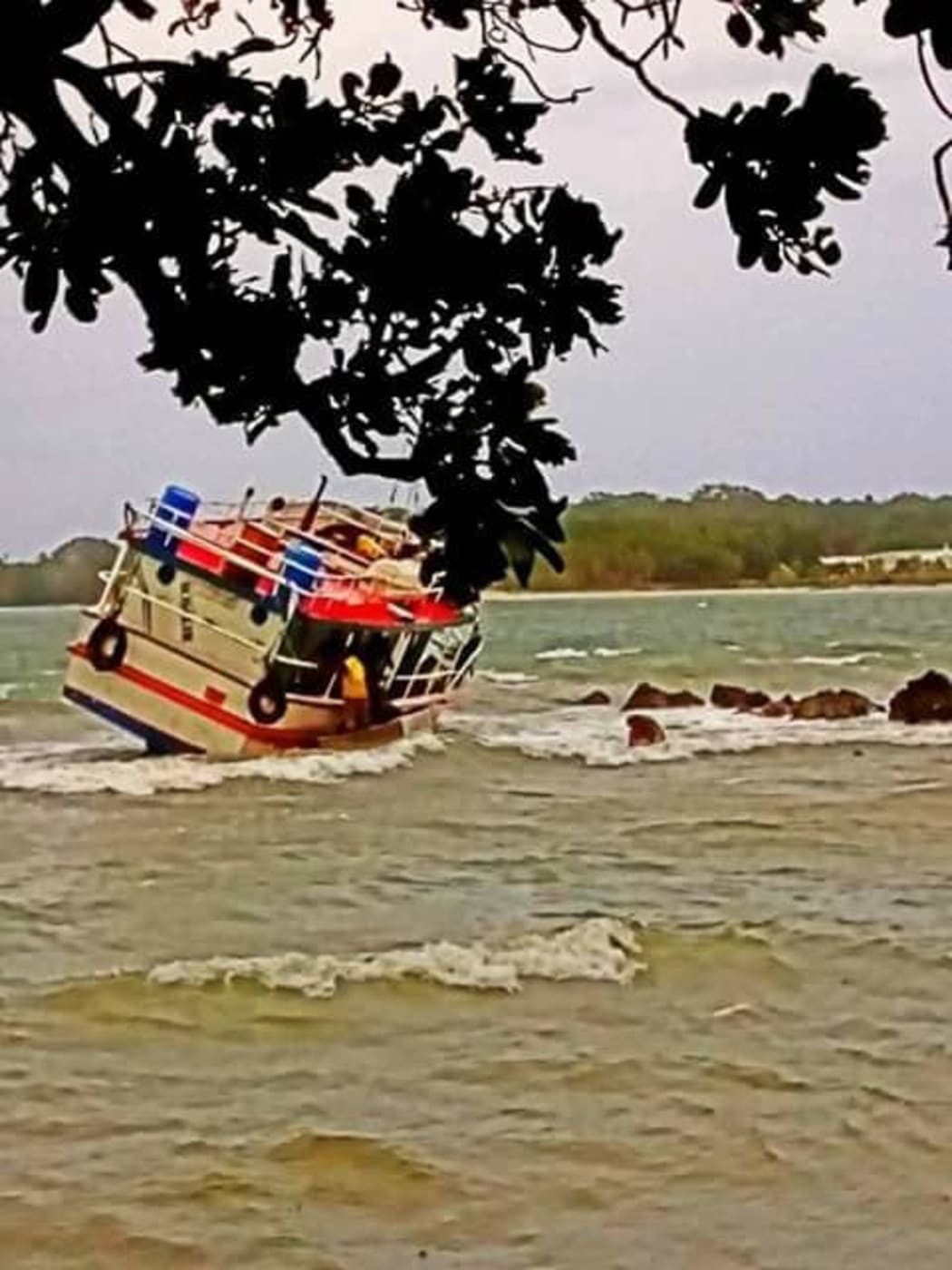 The wrecked MV Rosali after Cyclone Hola.