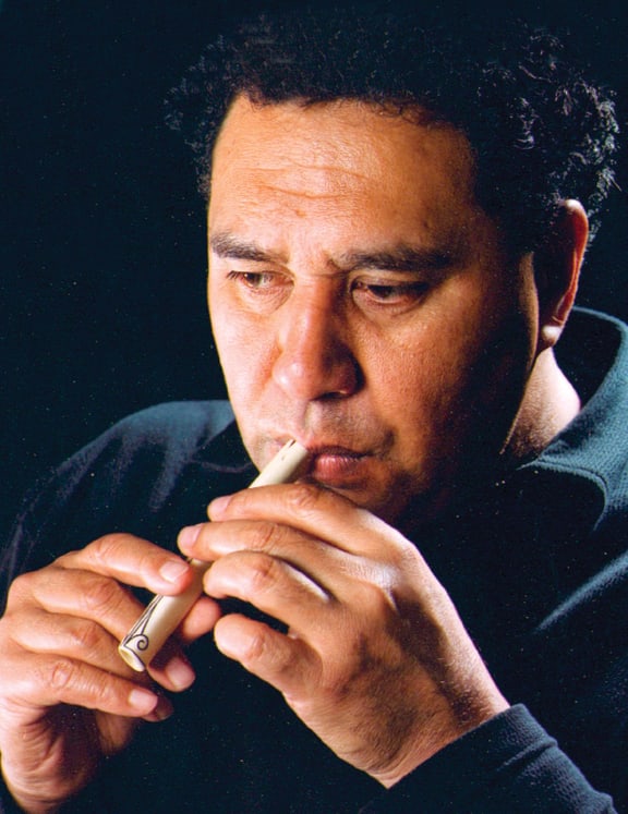 Dr Hirini Melbourne playing the Koauau.