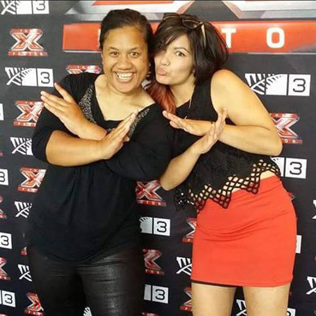 Stevi Rae Ofanoa, right, with a close friend at the X Factor boot camp performances.