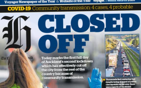 The New Zealand Herald's front page reports the first full day back under Level 3 lockdown.