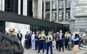 David Seymour faces Treaty Principles Bill protesters outside Parliament