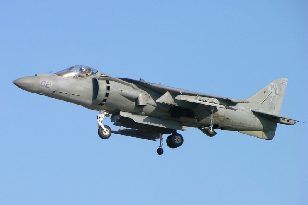 An AV-8B Harrier II jump jet