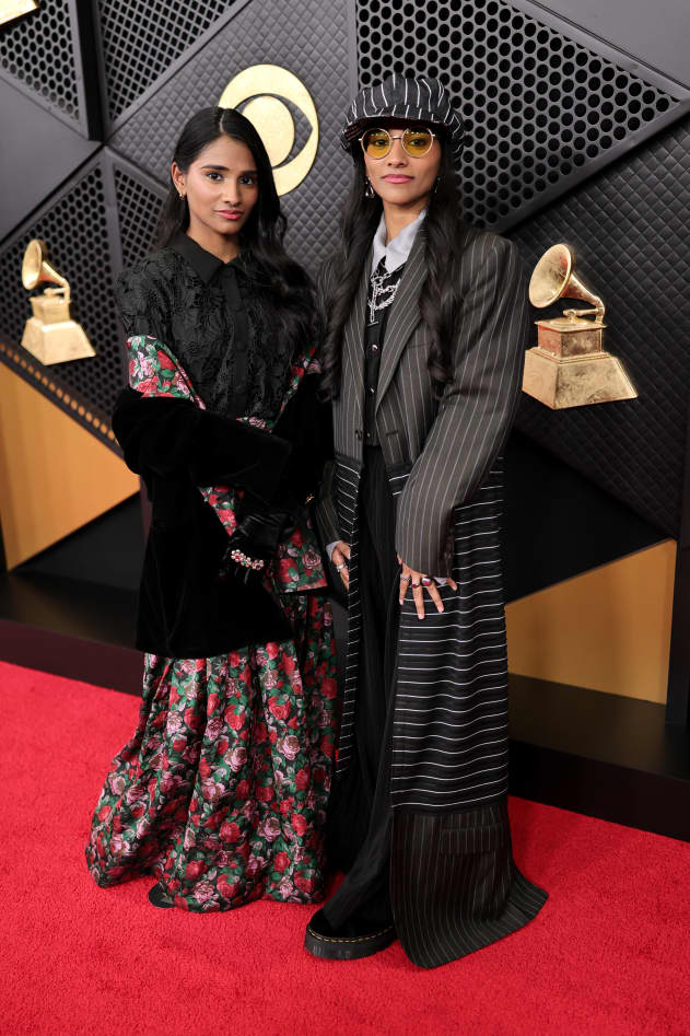 (L-R) Nivi Saishankar and Kiran Saishankar attend the 68th GRAMMY Awards on February 01, 2026 in Los Angeles, California.