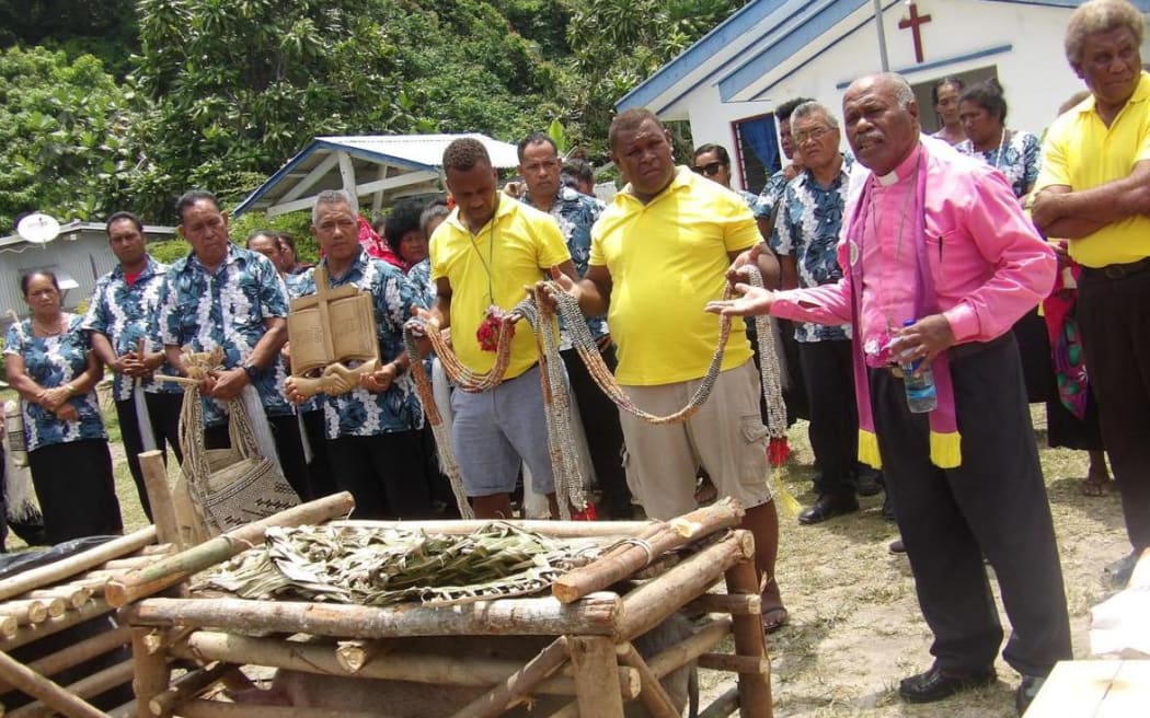 The land handover ceremony in Siviri village.