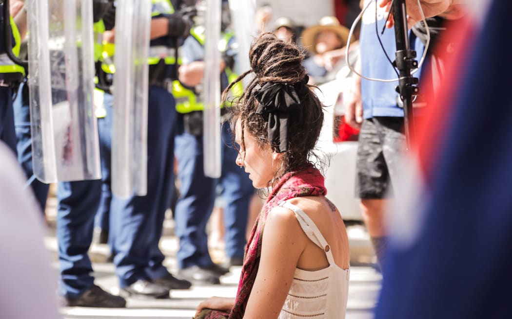 Day 15 Police at Covid convoy protest Parliament, Wellington on 22 February 2022.