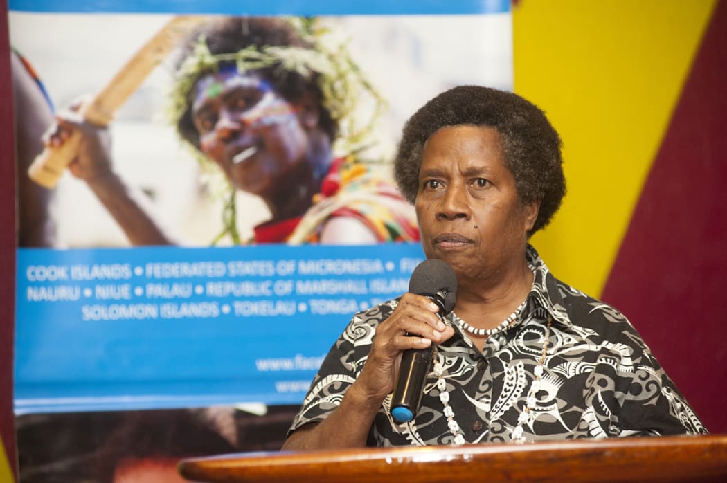 Merilyn Tahi Director Vanuatu Women’s Centre speaks at the launch.